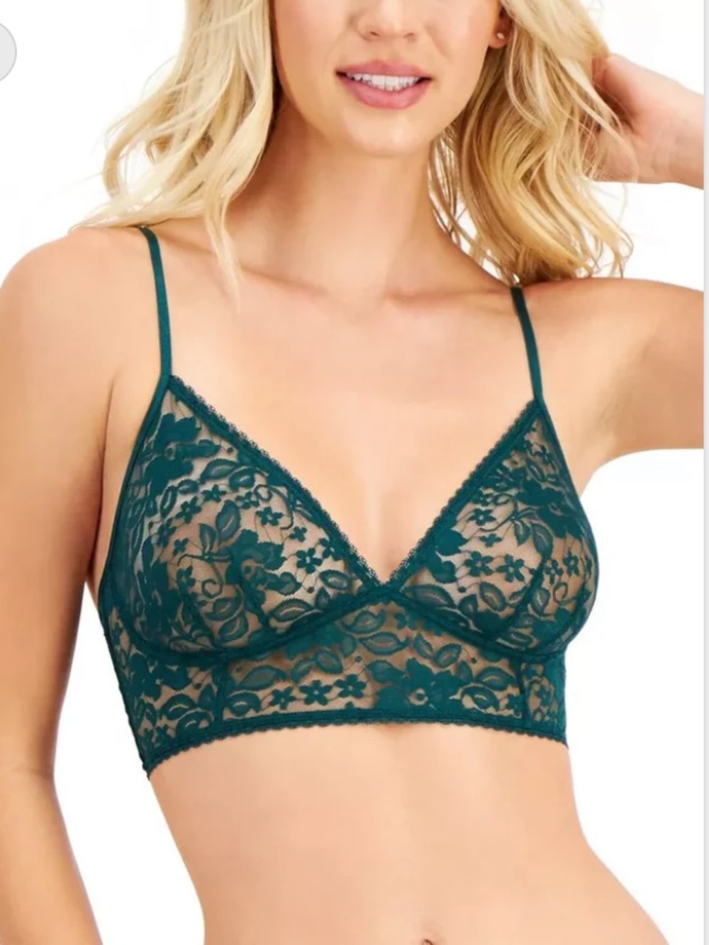 INC International Concepts Lace Bralette Smoke green pine NWT